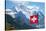 Swiss Flag on the Top of Mannlichen (Jungfrau Region, Bern, Switzerland)-swisshippo-Stretched Canvas