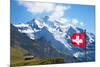 Swiss Flag on the Top of Mannlichen (Jungfrau Region, Bern, Switzerland)-swisshippo-Mounted Photographic Print