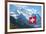 Swiss Flag on the Top of Mannlichen (Jungfrau Region, Bern, Switzerland)-swisshippo-Framed Photographic Print