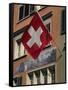 Swiss Flag, Zurich Old Town, Switzerland, Europe-Thouvenin Guy-Framed Stretched Canvas