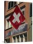 Swiss Flag, Zurich Old Town, Switzerland, Europe-Thouvenin Guy-Stretched Canvas