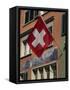 Swiss Flag, Zurich Old Town, Switzerland, Europe-Thouvenin Guy-Framed Stretched Canvas