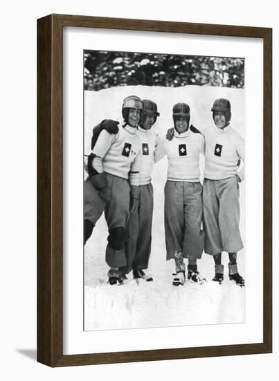 Swiss Four Man Bobsleigh Team, Winter Olympic Games, Garmisch-Partenkirchen, Germany, 1936-null-Framed Giclee Print