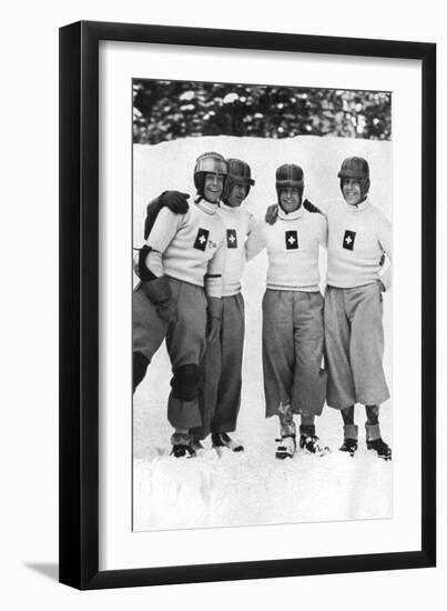 Swiss Four Man Bobsleigh Team, Winter Olympic Games, Garmisch-Partenkirchen, Germany, 1936-null-Framed Giclee Print