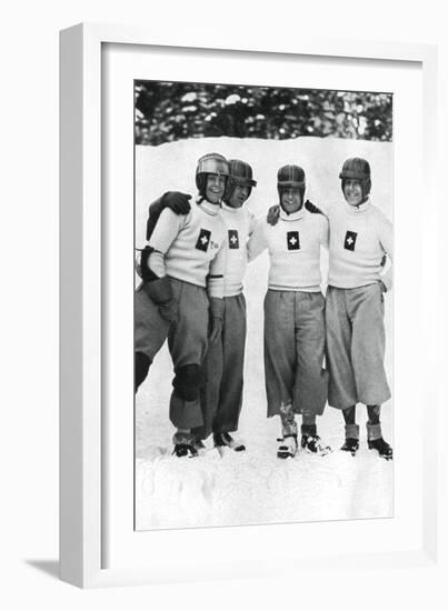 Swiss Four Man Bobsleigh Team, Winter Olympic Games, Garmisch-Partenkirchen, Germany, 1936-null-Framed Giclee Print