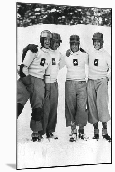 Swiss Four Man Bobsleigh Team, Winter Olympic Games, Garmisch-Partenkirchen, Germany, 1936-null-Mounted Giclee Print