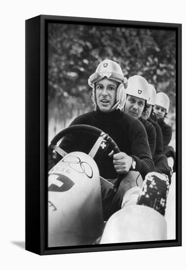 Swiss Four Man Bobsleigh Team, Winter Olympic Games, Garmisch-Partenkirchen, Germany, 1936-null-Framed Stretched Canvas