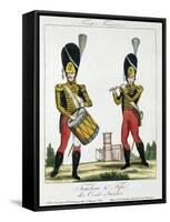 Swiss Guard, Tambour and Fife Players, C.1790 (Colour Litho)-French-Framed Stretched Canvas