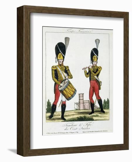 Swiss Guard, Tambour and Fife Players, C.1790 (Colour Litho)-French-Framed Giclee Print