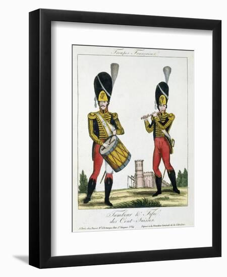 Swiss Guard, Tambour and Fife Players, C.1790 (Colour Litho)-French-Framed Giclee Print