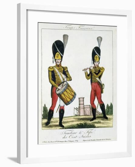 Swiss Guard, Tambour and Fife Players, C.1790 (Colour Litho)-French-Framed Giclee Print