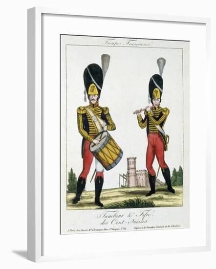 Swiss Guard, Tambour and Fife Players, C.1790 (Colour Litho)-French-Framed Giclee Print