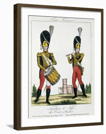 Swiss Guard, Tambour and Fife Players, C.1790 (Colour Litho)-French-Framed Giclee Print