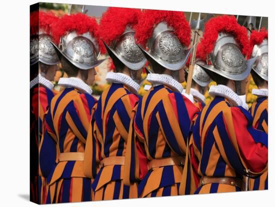 Swiss Guards Parading, Vatican, Rome, Lazio, Italy, Europe-Godong-Stretched Canvas