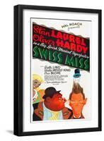 SWISS MISS, l-r: Oliver Hardy, Stan Laurel on poster art, 1938-null-Framed Art Print