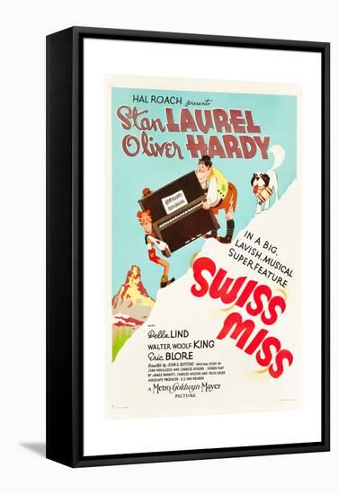 Swiss Miss, Stan Laurel, Oliver Hardy on US poster art, 1938-null-Framed Stretched Canvas