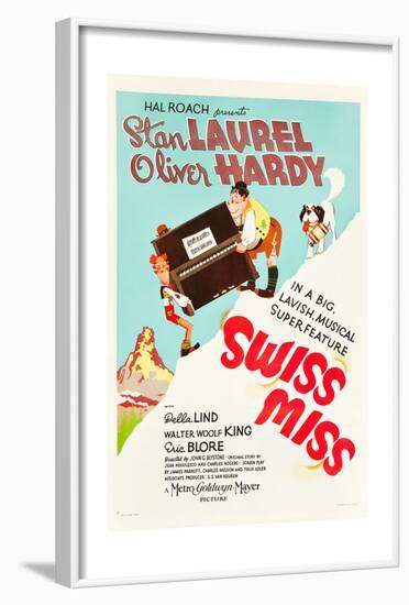 Swiss Miss, Stan Laurel, Oliver Hardy on US poster art, 1938-null-Framed Art Print