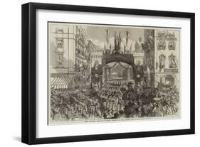 Swiss National Festival at Geneva, Meeting of the Cantons, Rue Du Mont Blanc-null-Framed Giclee Print