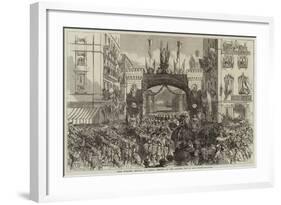 Swiss National Festival at Geneva, Meeting of the Cantons, Rue Du Mont Blanc-null-Framed Giclee Print