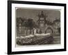 Swiss National Festival at Geneva, Old Clocktower with Fountain Illuminated-null-Framed Giclee Print