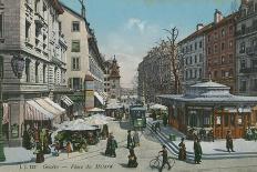 Geneva - Place Du Molard. Postcard Sent in 1913-Swiss photographer-Framed Giclee Print