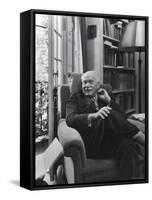 Swiss Psychiatrist Dr. Carl Jung Relaxing in an Easy Chair in His Library at Home-Dmitri Kessel-Framed Stretched Canvas