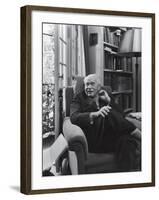 Swiss Psychiatrist Dr. Carl Jung Relaxing in an Easy Chair in His Library at Home-Dmitri Kessel-Framed Premium Photographic Print