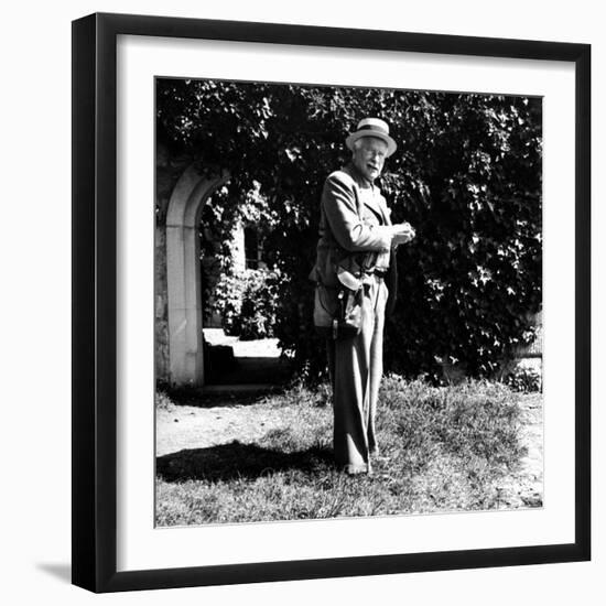 Swiss Psychiatrist Dr. Carl Jung Standing in Garden Outside His Home-Dmitri Kessel-Framed Premium Photographic Print