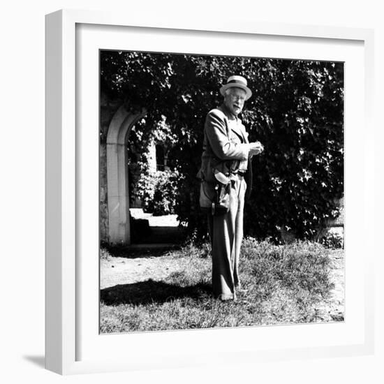 Swiss Psychiatrist Dr. Carl Jung Standing in Garden Outside His Home-Dmitri Kessel-Framed Premium Photographic Print