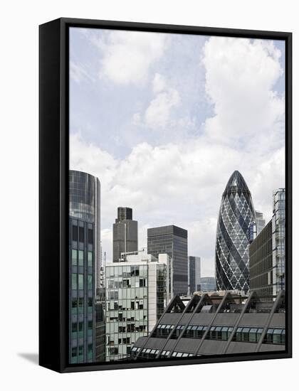 Swiss Re Tower by Architect Sir Norman Foster, 30 St Mary Axe, City of London, England, Uk-Axel Schmies-Framed Stretched Canvas