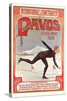 Swiss Speed Skating Poster, Davos-null-Stretched Canvas