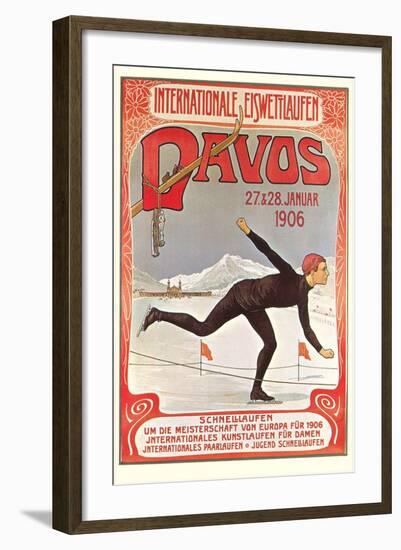 Swiss Speed Skating Poster, Davos-null-Framed Art Print