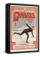 Swiss Speed Skating Poster, Davos-null-Framed Stretched Canvas