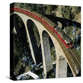 Swiss Train Bridge-null-Stretched Canvas