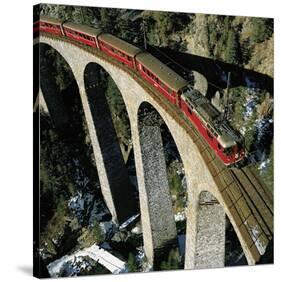 Swiss Train Bridge-null-Stretched Canvas