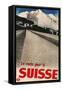 Swiss Travel Poster, Road to Alps-null-Framed Stretched Canvas