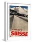 Swiss Travel Poster, Road to Alps-null-Framed Art Print
