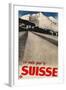 Swiss Travel Poster, Road to Alps-null-Framed Giclee Print