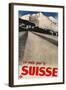 Swiss Travel Poster, Road to Alps-null-Framed Giclee Print