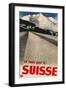 Swiss Travel Poster, Road to Alps-null-Framed Giclee Print