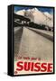 Swiss Travel Poster, Road to Alps-null-Framed Stretched Canvas