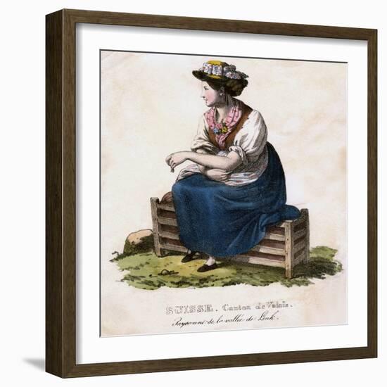 Swiss Woman, C1825-Edouard Henry Theophile Pingret-Framed Giclee Print