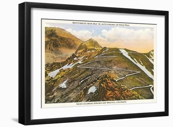 Switchbacks up Pike's Peak, Colorado-null-Framed Art Print