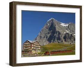 Switzerland, Bern Canton, Kleine Scheidegg, Jungfraubahn Train and the Eiger North Face-Jamie And Judy Wild-Framed Photographic Print