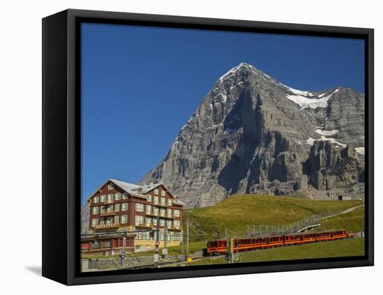 Switzerland, Bern Canton, Kleine Scheidegg, Jungfraubahn Train and the Eiger North Face-Jamie And Judy Wild-Framed Stretched Canvas