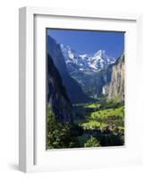 Switzerland, Bernese Oberland, Lauterbrunnen Town and Valley-Michele Falzone-Framed Photographic Print