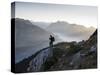 Switzerland, Canton St. Gallen, Amden, Mountaineer, Backpack, Valley View-Dietmar Walser-Stretched Canvas