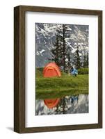 Switzerland, Canton Wallis, Bernese Oberland, Gro§e Scheidegg, Woman, Tent, Camping, Cook-Rainer Mirau-Framed Photographic Print