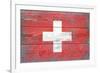 Switzerland Country Flag - Barnwood Painting-Lantern Press-Framed Art Print