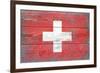 Switzerland Country Flag - Barnwood Painting-Lantern Press-Framed Art Print